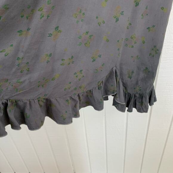 Free People Dress Mini Sweetheart Coquette Boho Gray Floral Milkmaid Size Medium - Picture 4 of 11